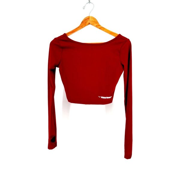 Squatwolf Crop Top Long Sleeve Burgundy Small - Picture 2 of 5